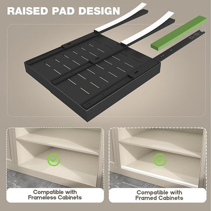Seinloes 2 Pack Pull Out Cabinet Organizer 22" Deep, Full Extension 3 Slide