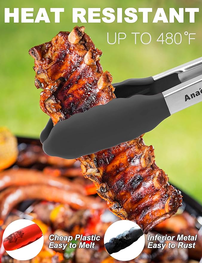 Anaeat Non-Stick Silicone Locking Tong
