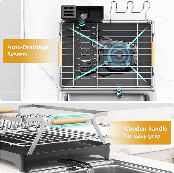 Epicano Dish Drying Rack for Kitchen Counter, Space-Saving Dish Rack, Rustproof