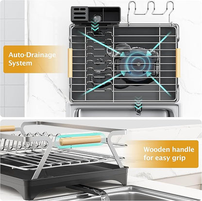 Epicano Dish Drying Rack for Kitchen Counter, Space-Saving Dish Rack, Rustproof
