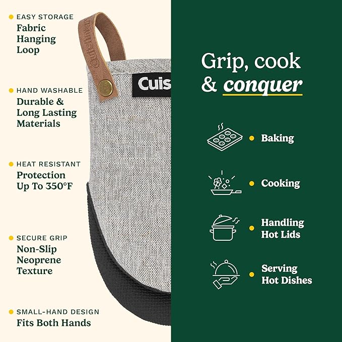 Cuisinart Heritage Mini Oven Mitts – 5.5” x 7” Heat-Resistant Kitchen Mitts