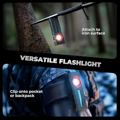 lexall EDC Flashlight, Bright 2000 Lumens Flashlight Rechargeable, 3-in-1 Spotlight/Floodlight/Side RGB Light Pocket Flashlight, Waterproof Magnetic Light with Clip for Camping, Work, Emergency