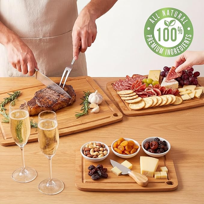 Bamboo Cutting Boards for Kitchen, Carbonized Wood Cutting Board