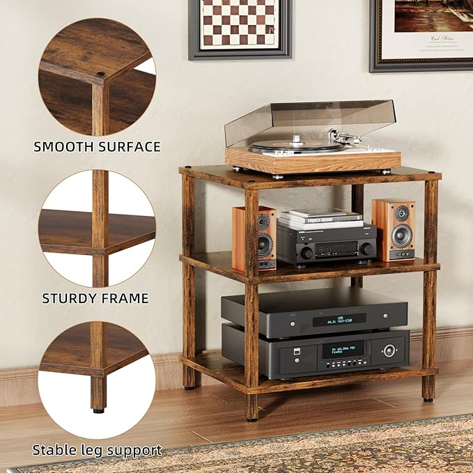 3-Tier AV Media Player Stand, Modern Stereo Cabine, Game Console Shelf