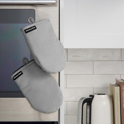 KITCHENAID Gourmet Series Gridlines Mini Oven Mitts 2-Pack Set, Heat Resistant