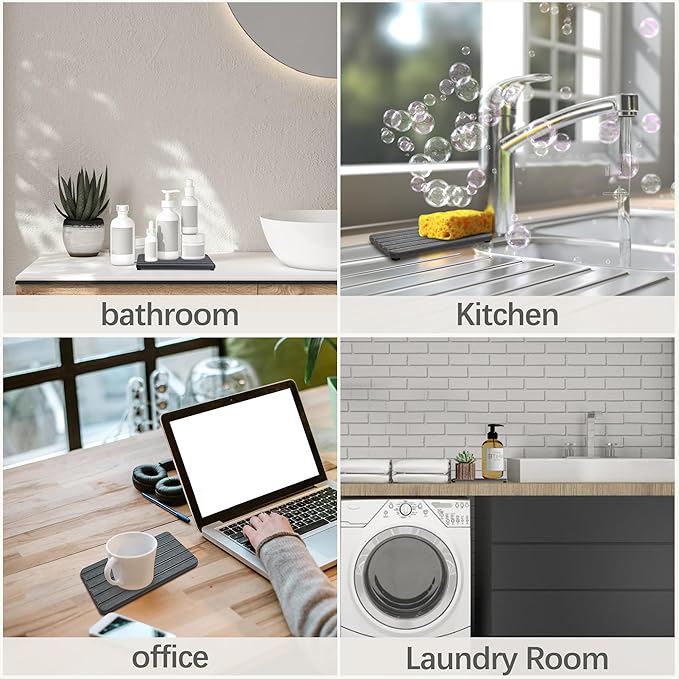 Set of 4 Bathroom Vanity Tray, Quick-Dry Diatomite Kitchen Tray