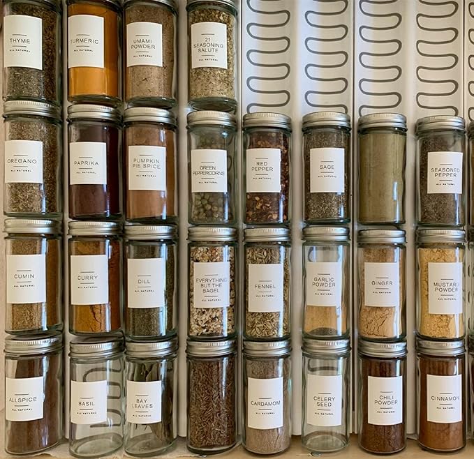Tebery 12 Pack Round Spice Bottles 3oz Glass Spice Jars