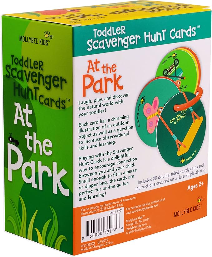 MOLLYBEE KIDS Toddler Outdoor Scavenger Hunt Cards at The Park, Toddler Games, Gifts for Ages 2, 3