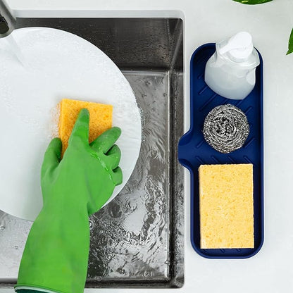 Zulay Kitchen Large Silicone Sponge Holder – Flexible Sink Organizer Tray