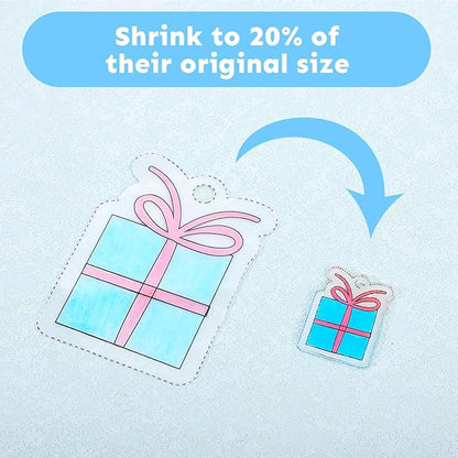 Auihiay 145 Pieces Shrink Plastic Sheet Kit Include 20 PCS Shrinky Paper with 125 PCS Keychains Accessories for Kids Creative Craft, Easter Mother Day Ornament