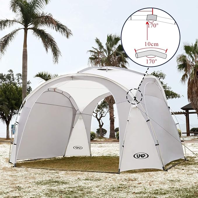UNP Easy Beach Tent Pop Up Canopy UPF50+ Tent with Side Wall, Ground Pegs, and Stability Poles, Sun Shelter Rainproof, Waterproof for Camping Trips, Backyard Fun, Party Or Picnics