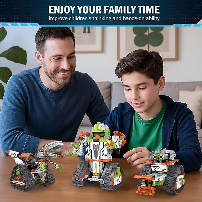 STEM Robot Building Kit with Remote Control for Boys Age 6-13, Coding Robotic Technic Toys Birthday Gifts for Kids, 5 in 1 Science Kit Robotic Models with 539 Pieces