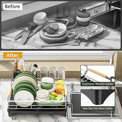 Epicano Dish Drying Rack for Kitchen Counter, Space-Saving Dish Rack, Rustproof