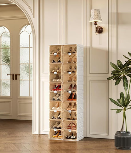 ANTBOX Shoe Organizer Storage Box, Portable Folding Shoe Rack