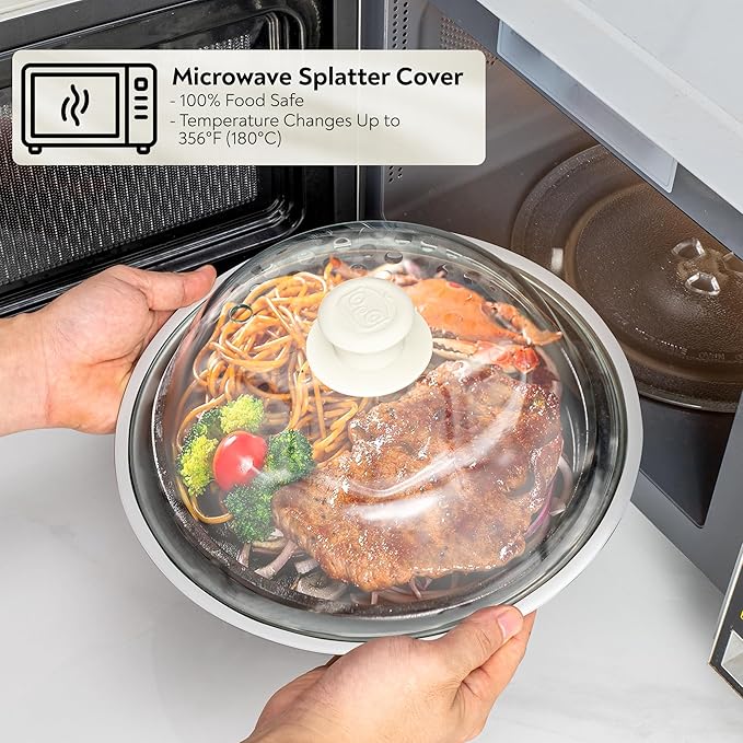 OEC Lighter Weight Tempered Glass Microwave Splatter Cover