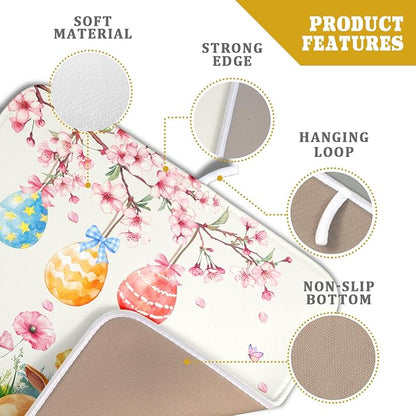 Giwawa Easter Bunny Dish Drying Mat, Spring Rabbits Eggs Hunt Dish Drainer Mats