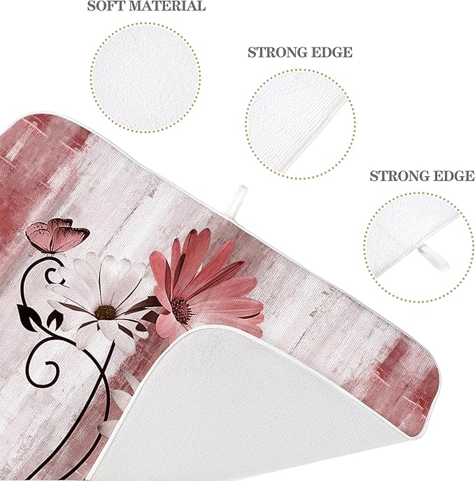 Floral Dish Drying Mat 18x24 Inches