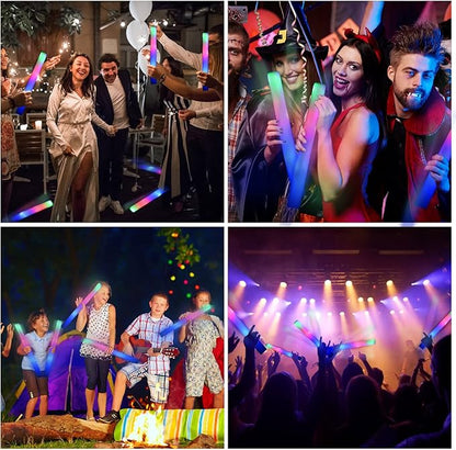 Foam Glow Sticks Bulk-120 Pcs LED Light Sticks Glow In The Dark Party Supplies with 3 Modes Colorful Flashing for Birthday Wedding Party Halloween Christmas
