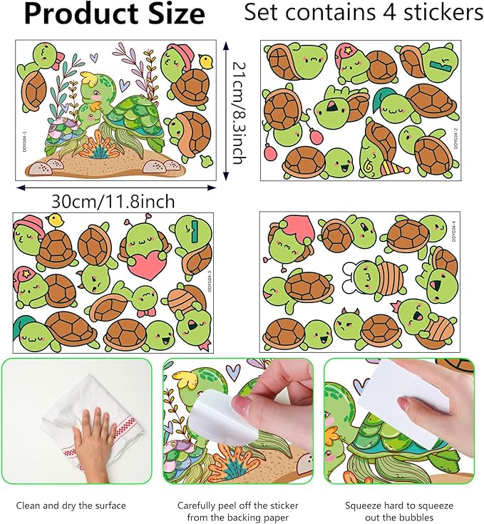 Glow in The Dark Sea Turtle Stickers, 31 PCS Glowing Luminous Ocean Turtles Wall Decals Turtle Ceiling Stickers for Kids Boys Girls Bedroom Nursery Playroom Party Room Decor