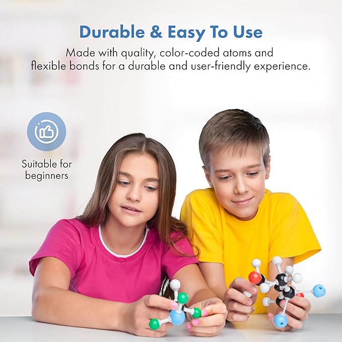 OLD NOBBY Organic Chemistry 239 Piece Model Kit - Molecular Model Kit with Atoms, Bonds, Instructional Guide, Bond Removal Tool, and Bonus Molecular Stencil
