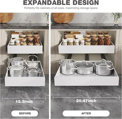 Seinloes 2 Pack Pull Out Cabinet Organizer 19" Deep, Full Extension 3 Slide