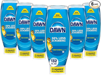Dawn Ultra EZ-Squeeze Dish Soap Liquid, Dishwashing Liquid, Grease Removal, Upside Down Bottle, Original, 6x22 Fl Oz Bundle