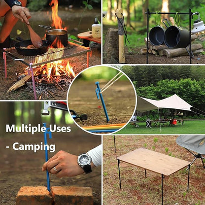 4Pcs Heavy-Duty Forged Steel Tent Stakes, 12in, with Storage Pouch ??Ideal for Rocky Terrain, Snowfields, and Camping (4Pcs 12in Stakes Included) (Orange)