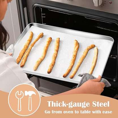 E-far Baking Sheets Set of 2, 16” x12” Stainless Steel Cookie Sheets Pans