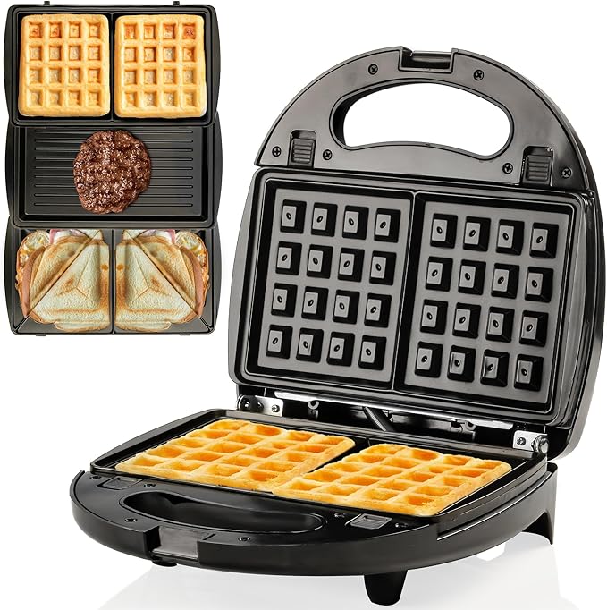 OVENTE Electric Sandwich, Panini and Waffle Maker Set