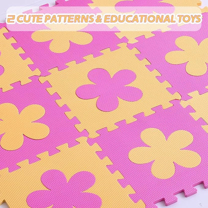 Coolcandy Baby Play Mat Without Fence, 9Pcs Interlocking Puzzle Floor Mat, 0.4" Thick Non-Toxic EVA Foam Play Mat, for Infants & Toddlers 3-36 Months, Soft Puzzle Tiles for Play Areas