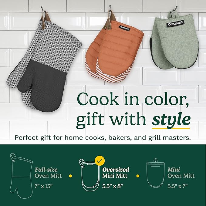 Cuisinart Mini Oven Mitts – 5.5” x 8” Heat-Resistant Kitchen Mitts