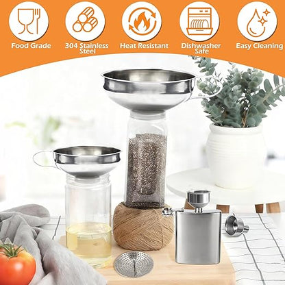 6 Pack Stainless Steel Canning Funnel