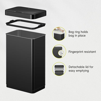 EKO EcoNova 13.2 Gallon/ 50L Automatic Sensor Kitchen Trash Can, Stainless