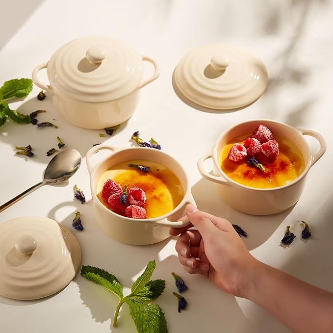 Kook Ceramic Mini Cocotte Set, Small Casserole Dishes