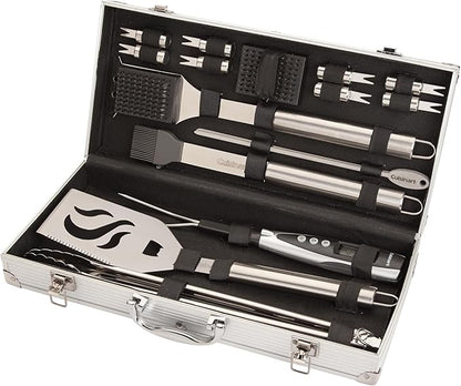 Cuisinart Deluxe Grill Tool Set, 20-Piece Grill Set, BBQ Accessories with Aluminum Case, Stainless Steel Grilling Accessories, BBQ tools, Grilling Gifts for Men, Father’s Day Gifts for Dad Husband