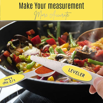 Magnetic Measuring Spoons Set of 9 Stainless Steel Dual-Sided Stackable
