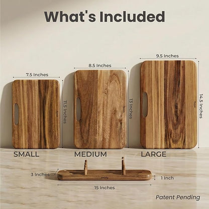 SMIRLY Wooden Cutting Boards for Kitchen, Double-Sided Cutting Board