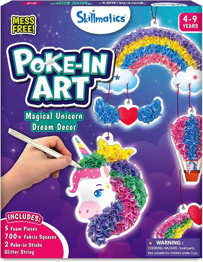 Skillmatics Poke-in Art - Magical Unicorn Dream Decor, Mess-Free Fun for Kids, DIY Wood Craft Kits, Creative Activity, Gifts for Ages 4, 5, 6, 7, 8, 9