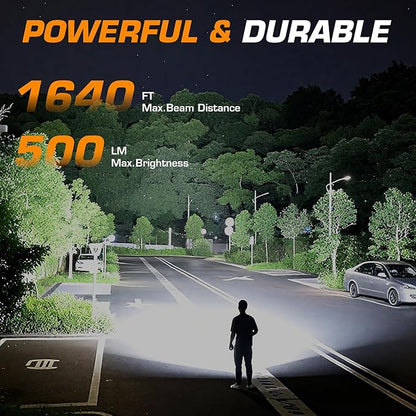 EverBrite Powerful Rechargeable Spotlight, 500lm LED Flashlight with Adjustable Stand, Perfect for Outdoor, Work, Emergency