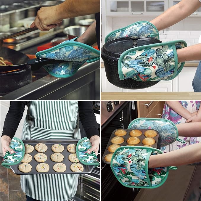 Pot Holders Set of 2 with Transparent Clear Silicone Shell and Nice Cactus