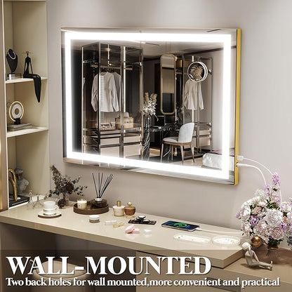 FENNIO Vanity Mirror with Lights 32"x22", Lighted Makeup Mirror, Large Vanity