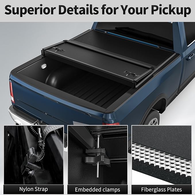 OEDRO FRP Hard Tri-fold Tonneau Cover Fold Truck Bed Covers Fits for Ford F150 F-150 2015-2025 with 5.5 Feet Bed