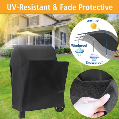 Grill Cover for Weber Searwood 600 Pellet Grill, 600D Waterproof 3400145 Weber Searwood 600 Cover, Outdoor BBQ Accessory, Outdoor Grill Cover