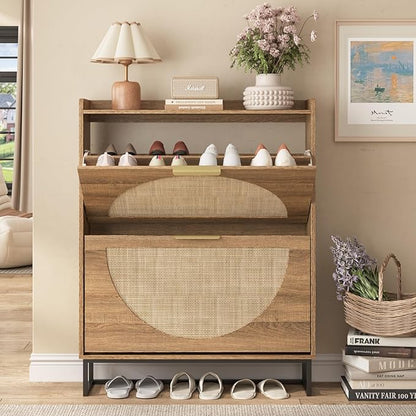 Maupvit Rattan Shoe Storage Cabinet