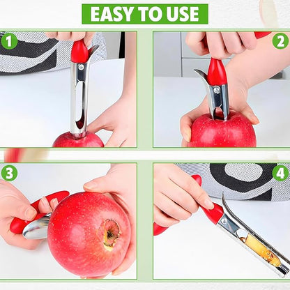 Apple Corer Tool – Stainless Steel Apple Core Remover with Durable Plastic Handle – Comfortable Grip, Easy to Use, Dishwasher Safe & Long-Lasting | Works for Apples, Pears, Tomatoes, Peppers & More