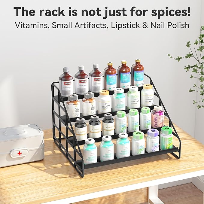 Bunoxea Spice Rack 4 Tier Kitchen Cabinet Organizer, Countertop Spice Rack