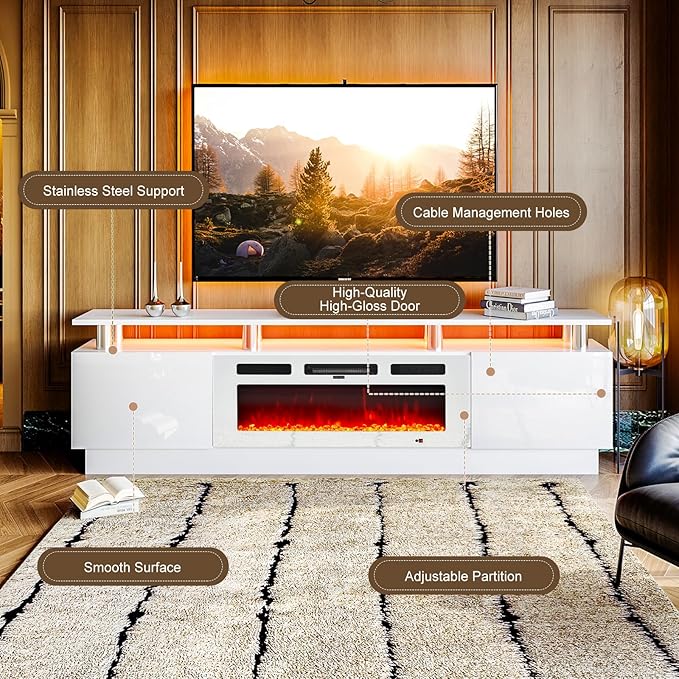 oneinmil 80" Modern Electric Fireplace TV Stand