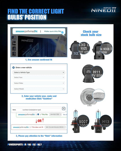 NINEO 2026 Upgrade H 7 Fog Bulbs, 600% Brighter 6500K White, Fan-Cooled, No Adapter Required, Non-Polarity, Plug & Play, Off Road or Fog Lights, 2 Pack