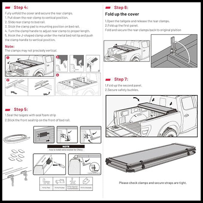 BDFHYK Tri-Fold Truck Bed Tonneau Cover for Jeep Gladiator 2020–2026 5 FT Bed Heavy-Duty Truck Bed Protection Durable Aluminum Panels Hard Folding Tonneau Cover, Waterproof for Truck Camping
