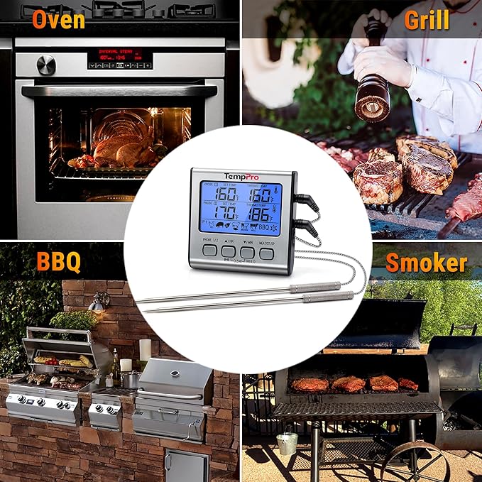 TempPro TP17 Dual Probe Digital Cooking Meat Thermometer Large LCD Backlight